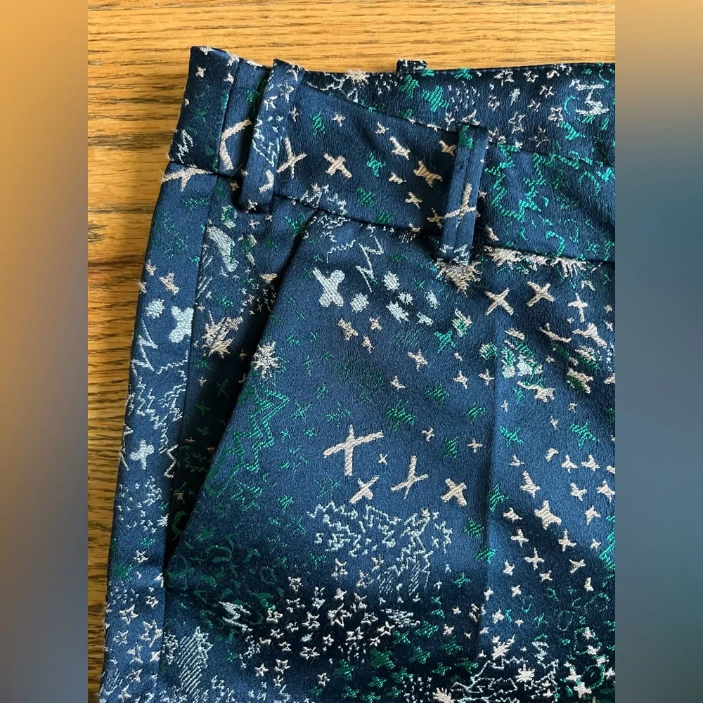 Zadig & Voltaire Posh Jac Glam Suit Pants 36 Navy Metallic Jacquard Tailored NWT - Picture 8 of 14